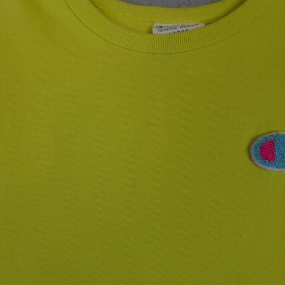 Champion Shirt Womens Large L Yellow Reverse Weave Crop Top Colorful Cotton - Picture 6 of 11